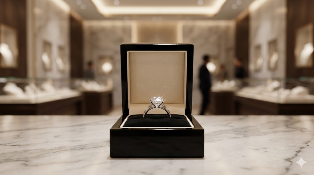 Diamond ring in display box