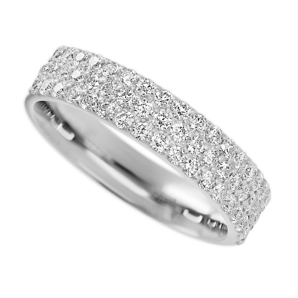 14K White Gold band with 55 Round Lab Grown Diamond having TCW-.82