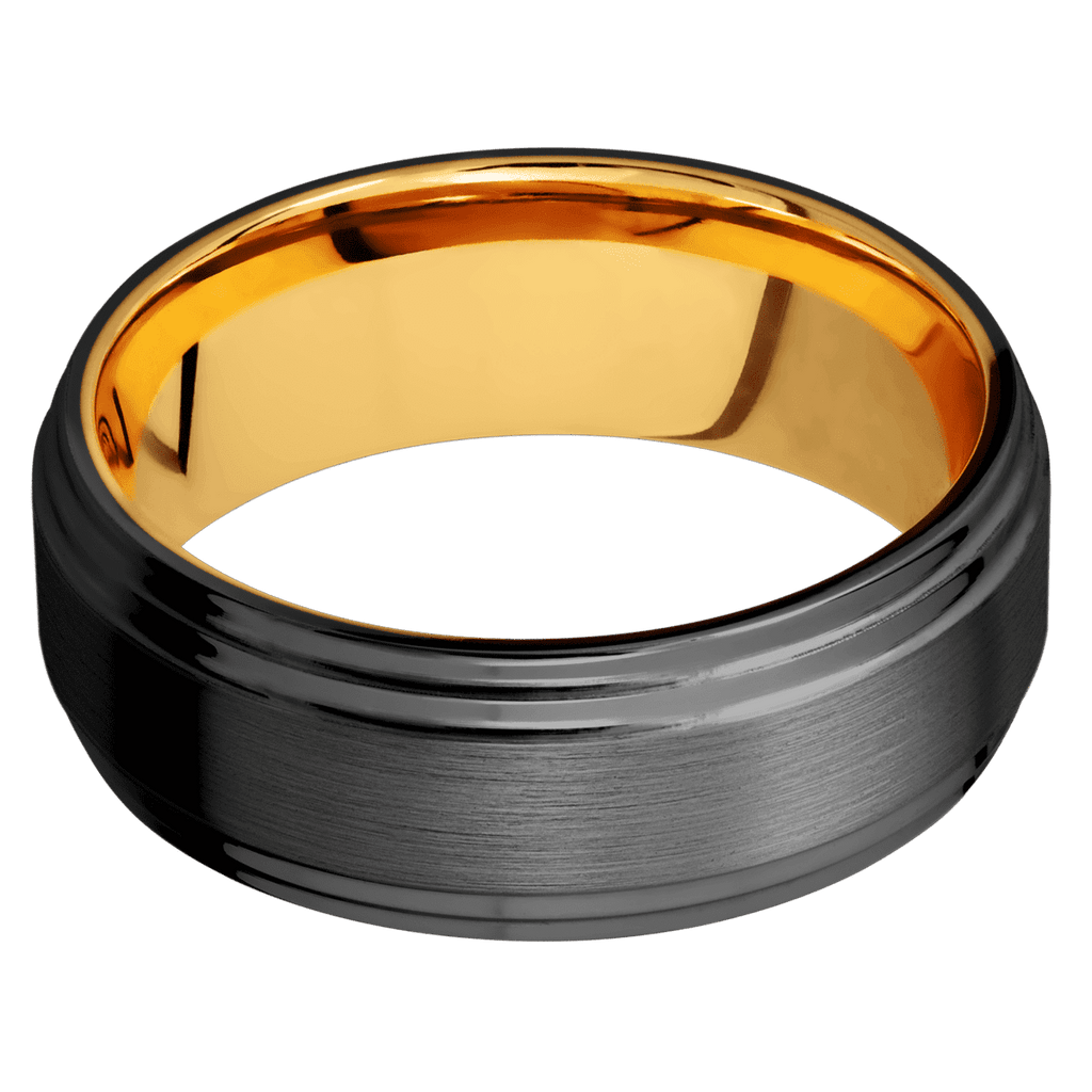 Zirconium + Satin , Polish Finish + 22K Yellow Gold