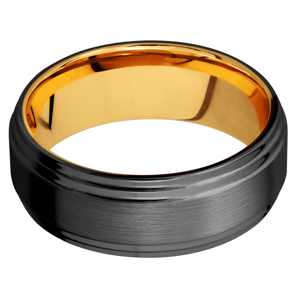 Zirconium + Satin , Polish Finish + 22K Yellow Gold