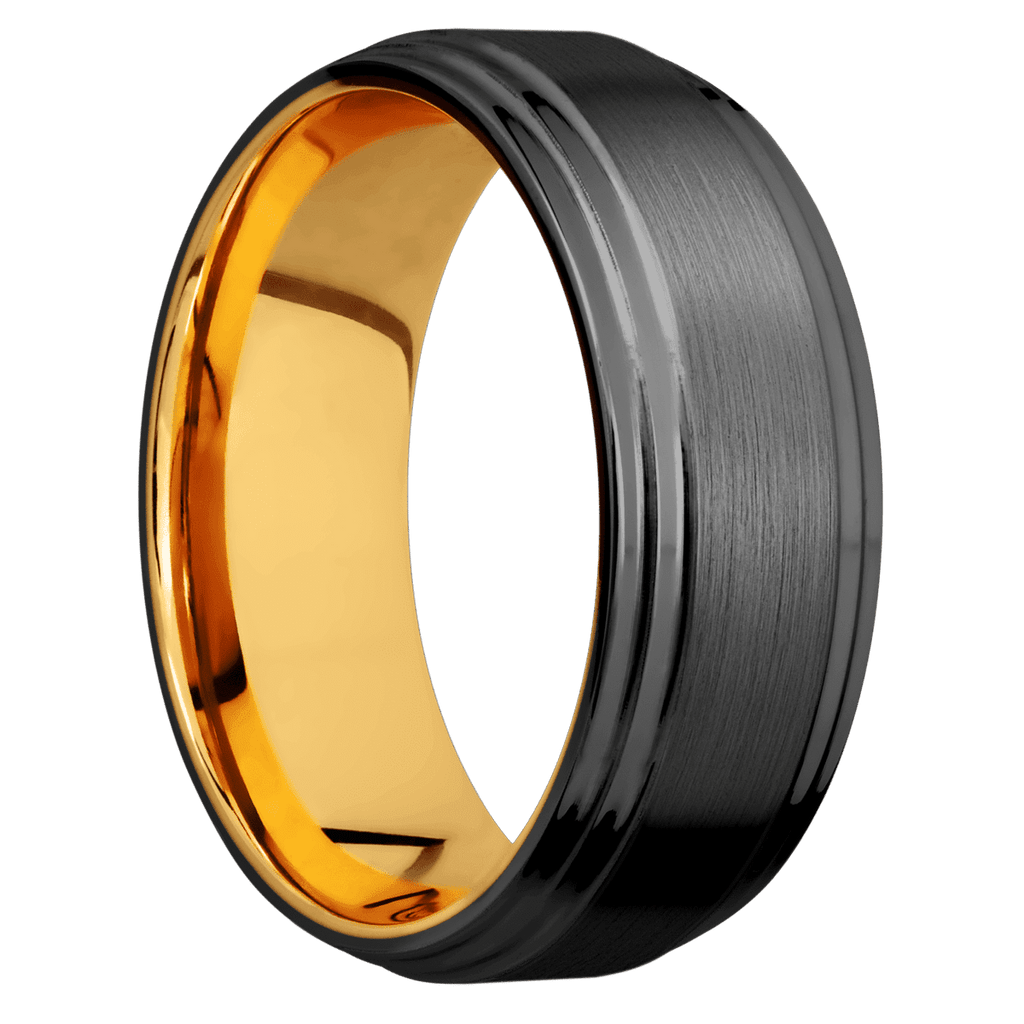 Zirconium + Satin , Polish Finish + 22K Yellow Gold
