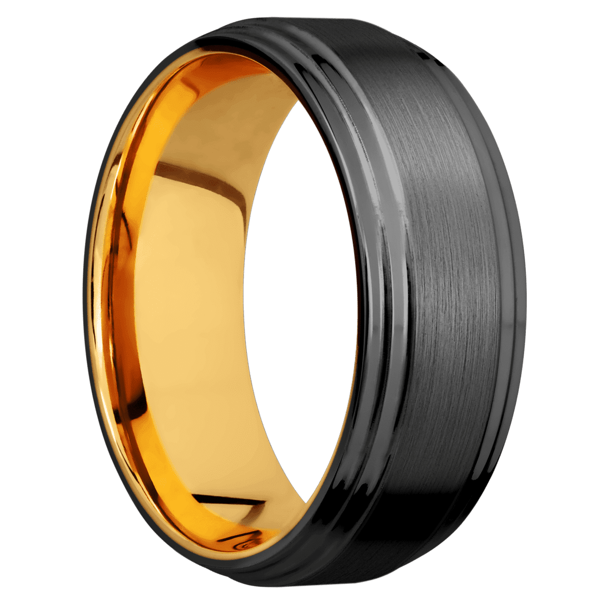 Zirconium + Satin , Polish Finish + 22K Yellow Gold