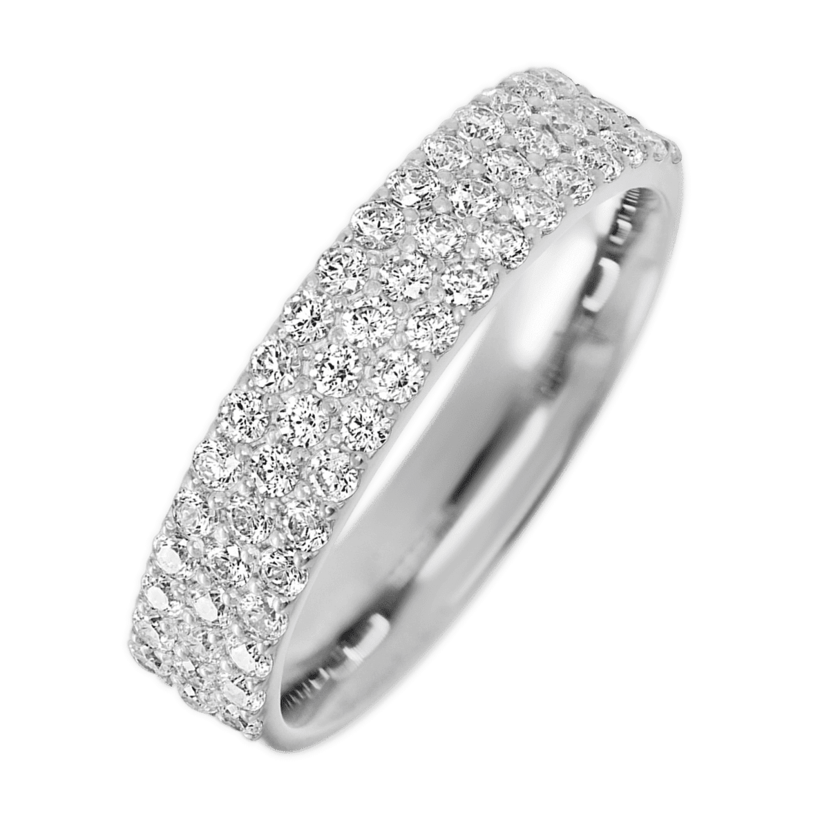 14K White Gold band with 55 Round Lab Grown Diamond having TCW-.82