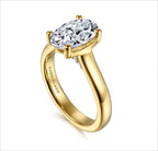 14K Yellow Gold Half Bezel Oval Diamond