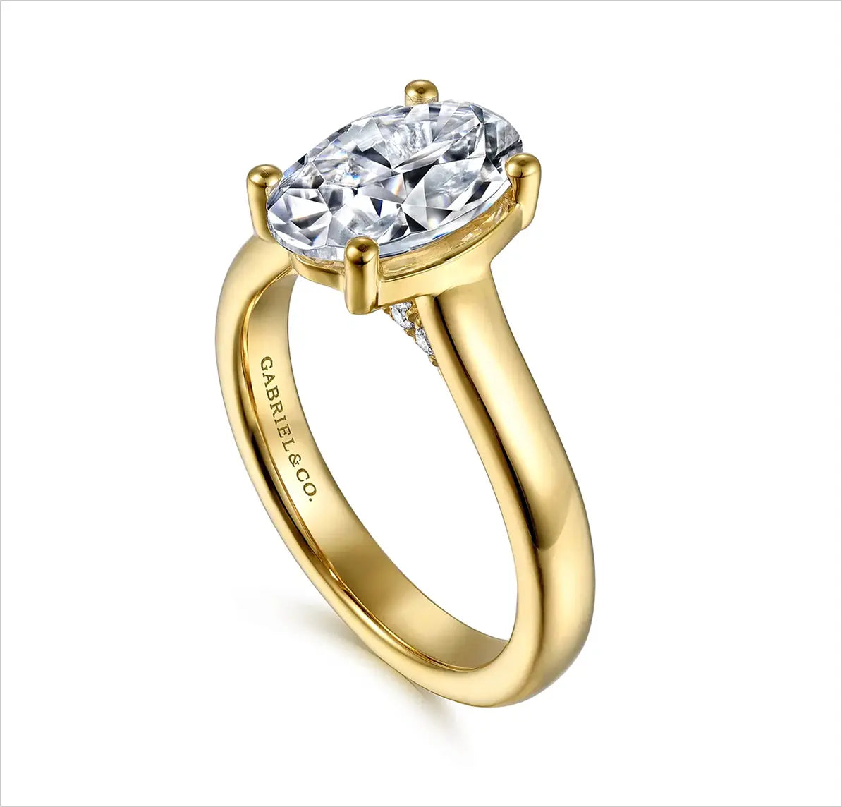 14K Yellow Gold Half Bezel Oval Diamond