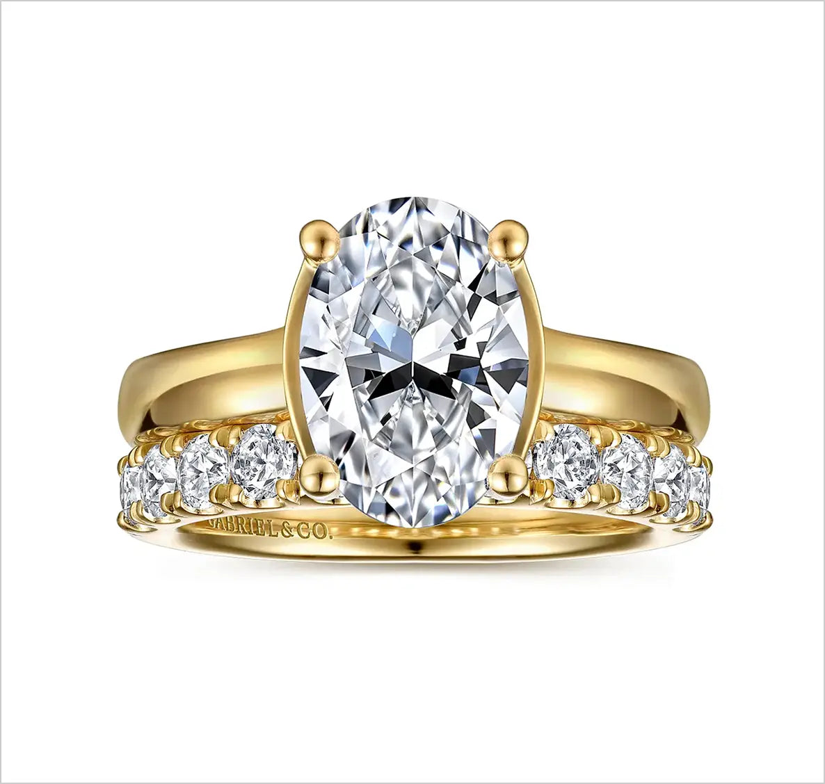 14K Yellow Gold Half Bezel Oval Diamond