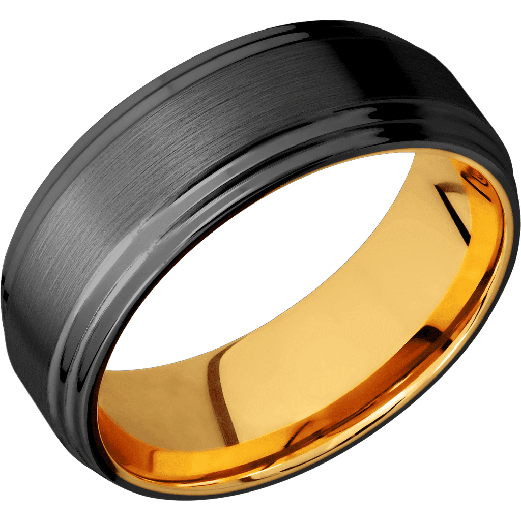 Zirconium + Satin , Polish Finish + 22K Yellow Gold
