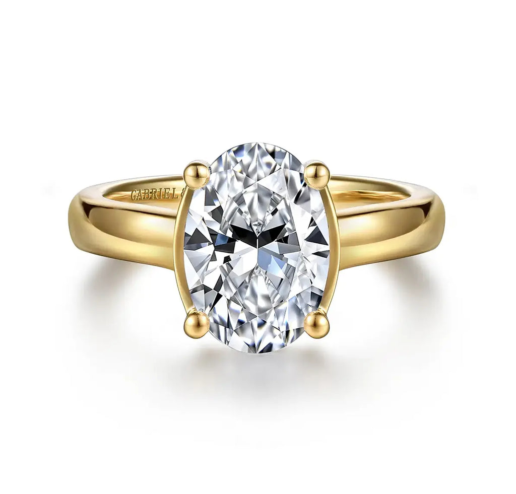 14K Yellow Gold Half Bezel Oval Diamond