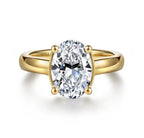 14K Yellow Gold Half Bezel Oval Diamond