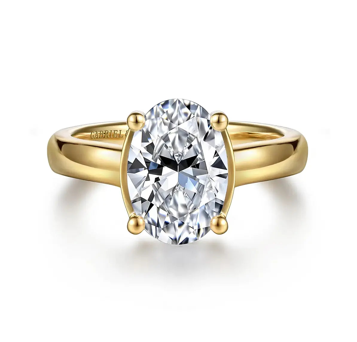 14K Yellow Gold Half Bezel Oval Diamond