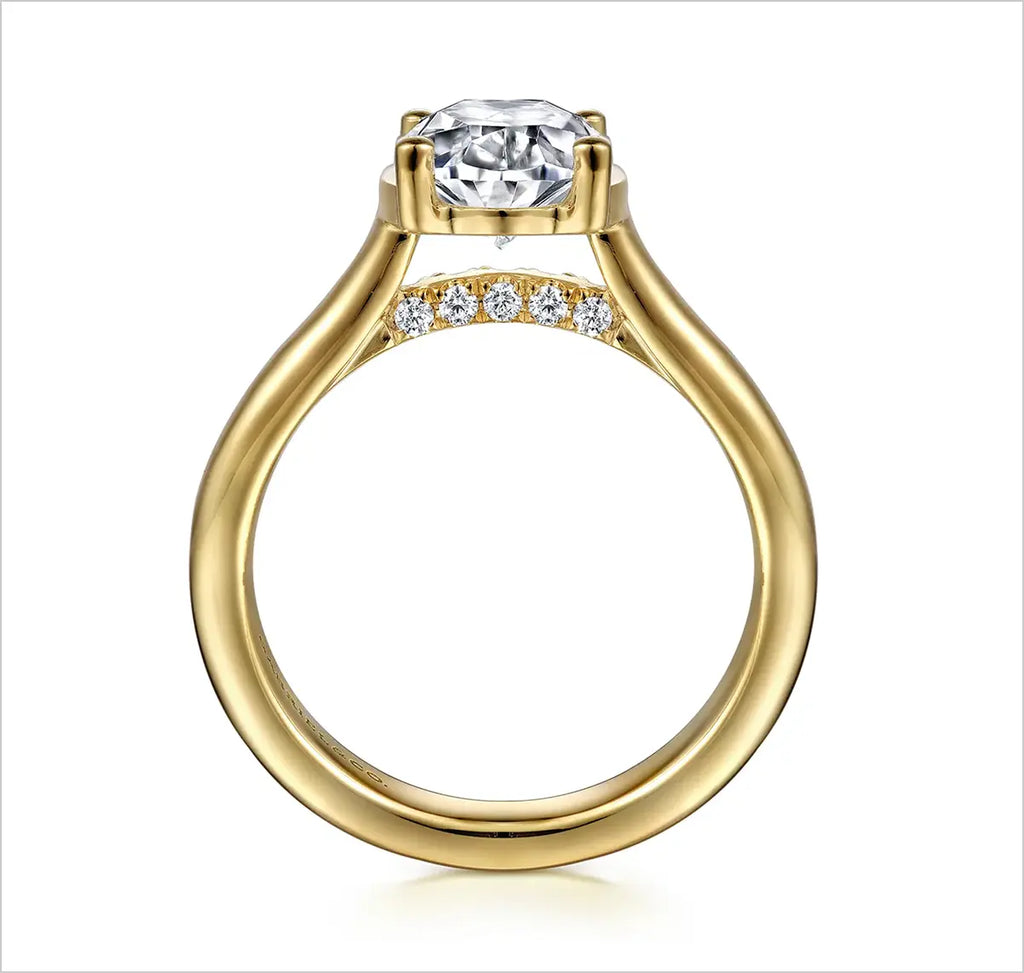 14K Yellow Gold Half Bezel Oval Diamond