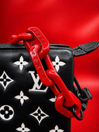 Louis Vuitton Coussin PM/ Coach Bag - Black Monogram Embossed Leather with Red Resin Chain