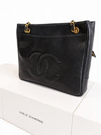 Vintage Chanel Caviar Leather Shoulder Tote – Black with Gold Hardware