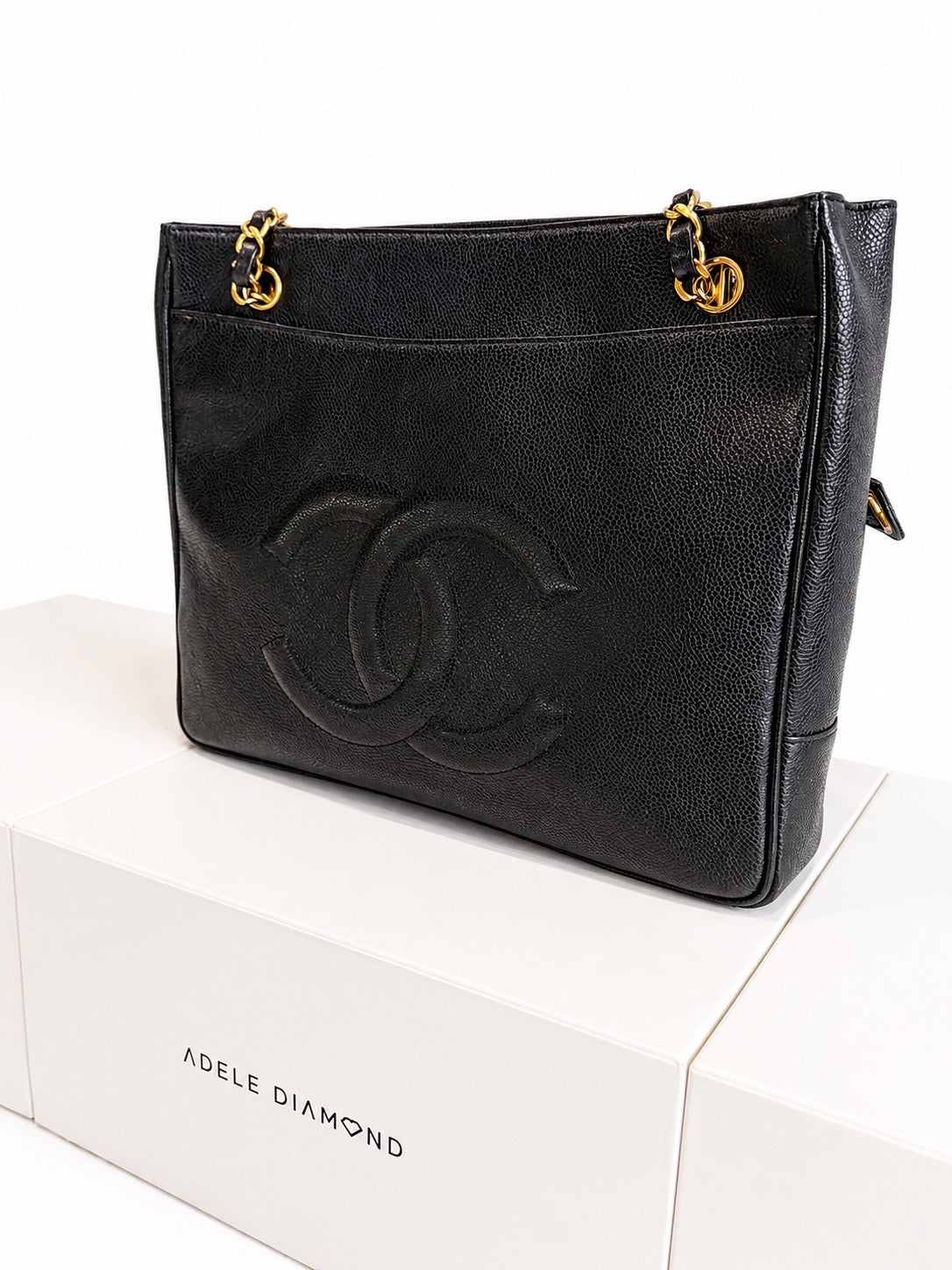 Vintage Chanel Caviar Leather Shoulder Tote – Black with Gold Hardware