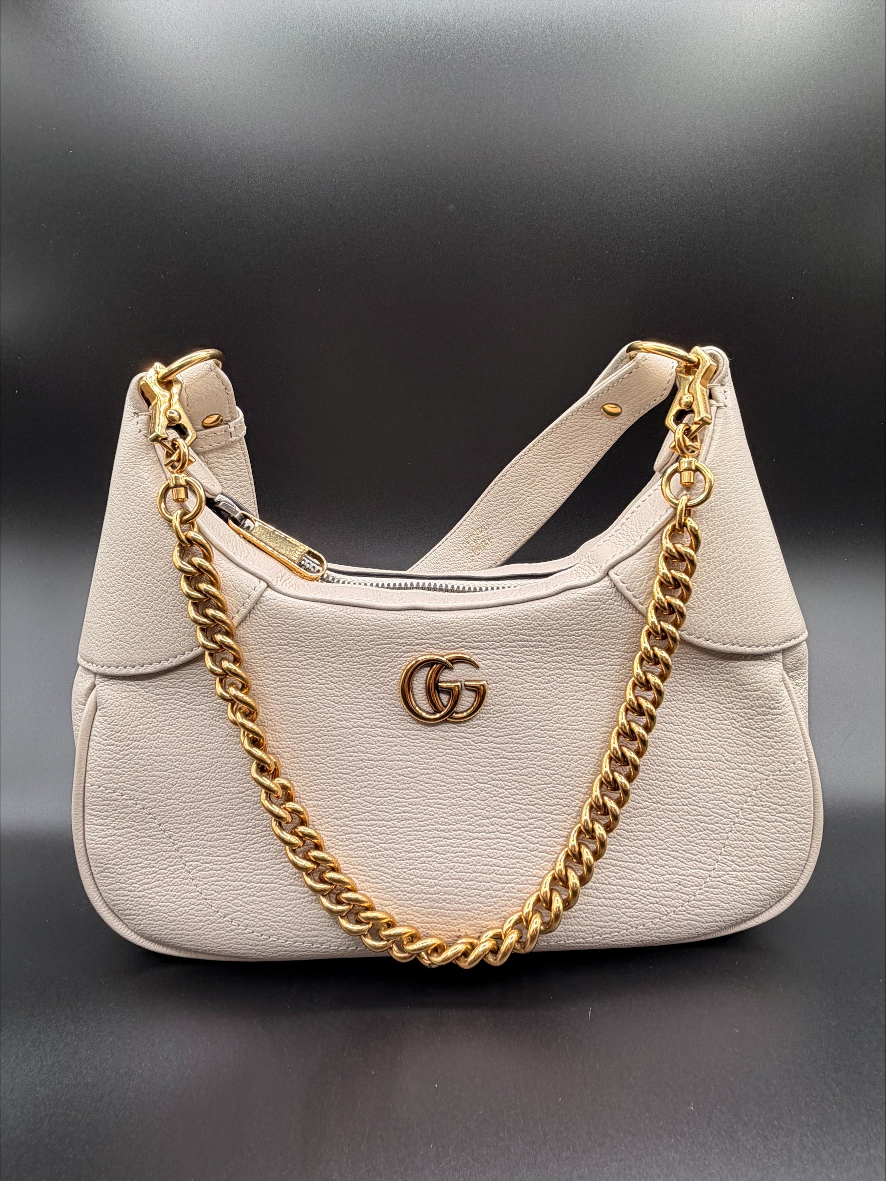 Gucci Aphrodite Shoulder Bag – Ivory Leather with Chain Strap