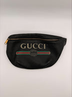 Gucci Vintage Logo Print Leather Belt Bag – Black