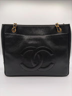 Vintage Chanel Caviar Leather Shoulder Tote – Black with Gold Hardware