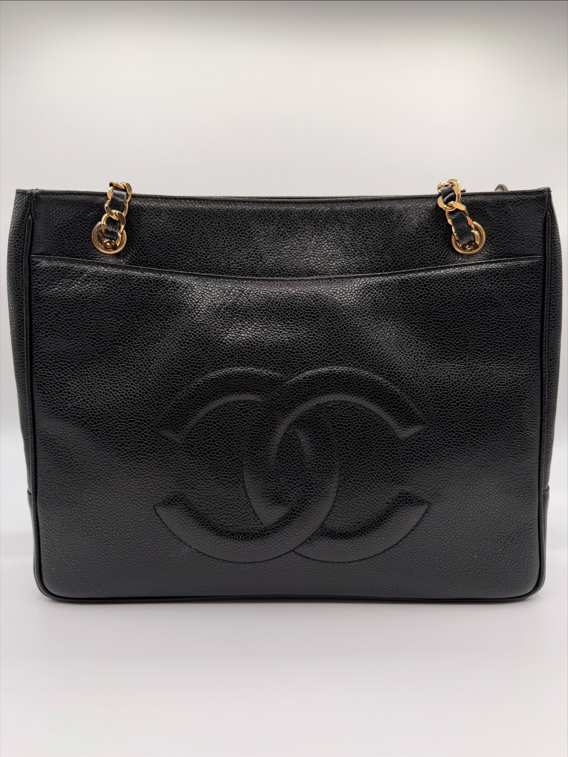 Vintage Chanel Caviar Leather Shoulder Tote – Black with Gold Hardware