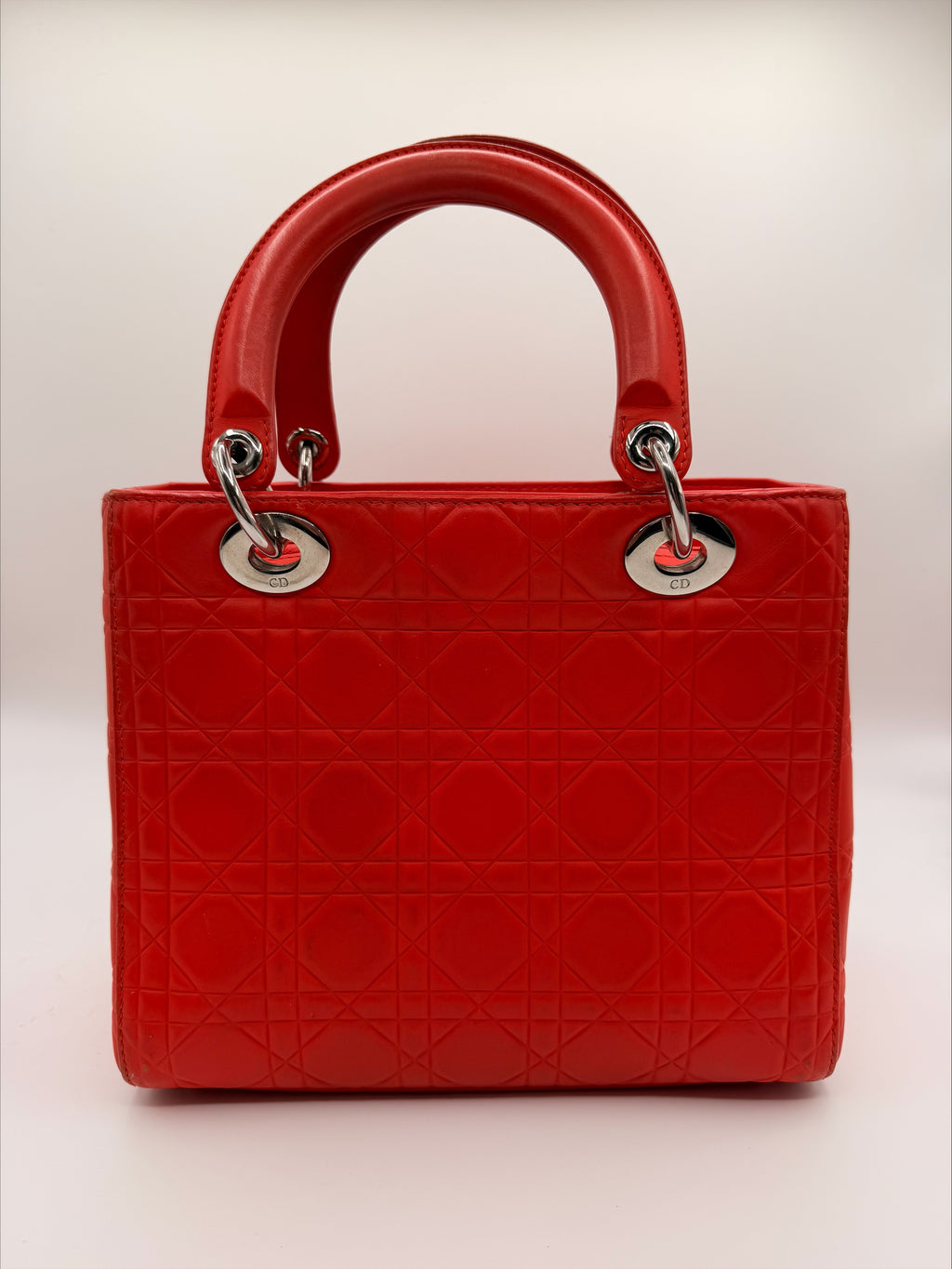 Christian Dior Lady Dior Medium Bag - Red Cannage Lambskin