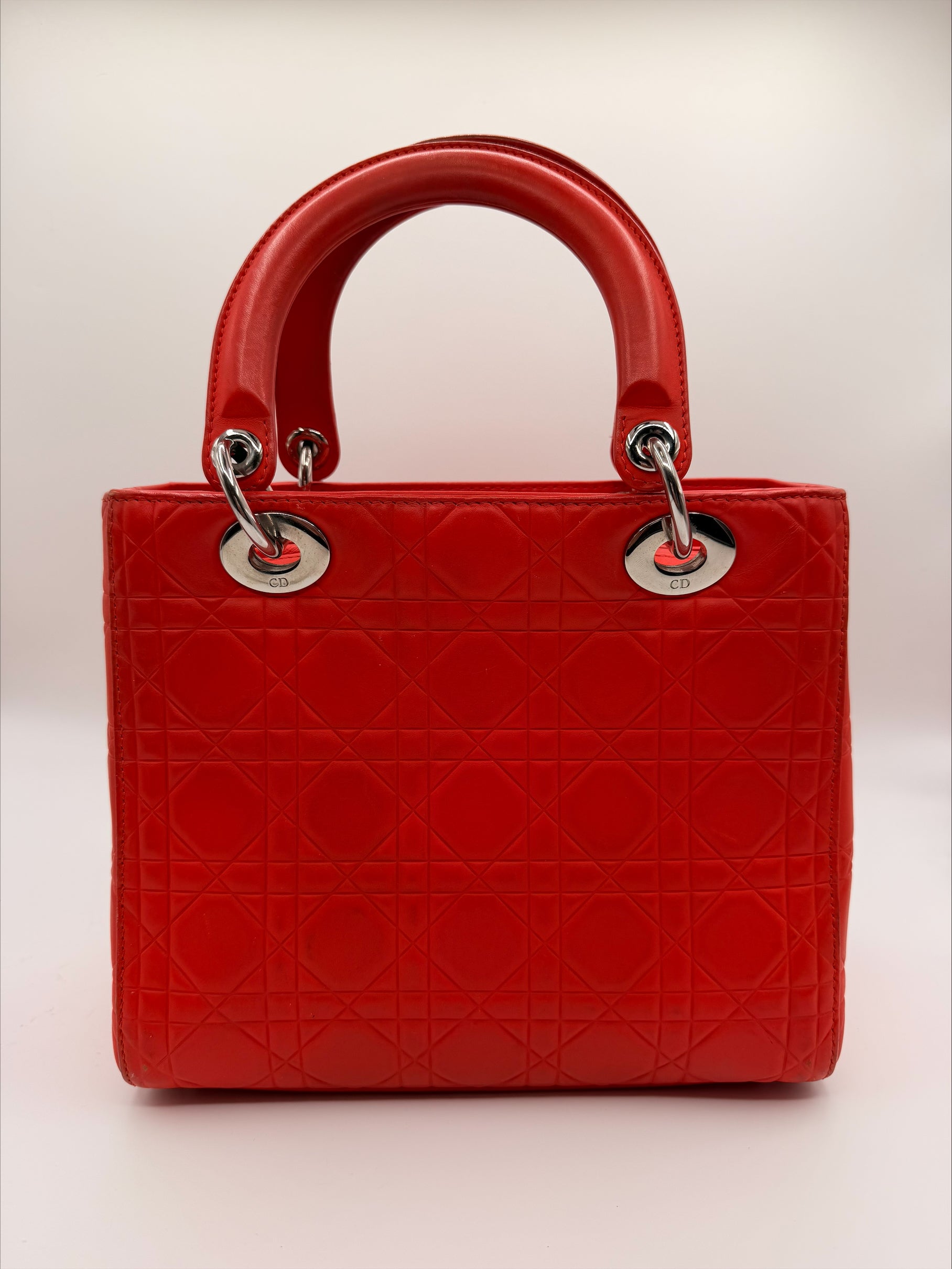 Christian Dior Lady Dior Medium Bag - Red Cannage Lambskin