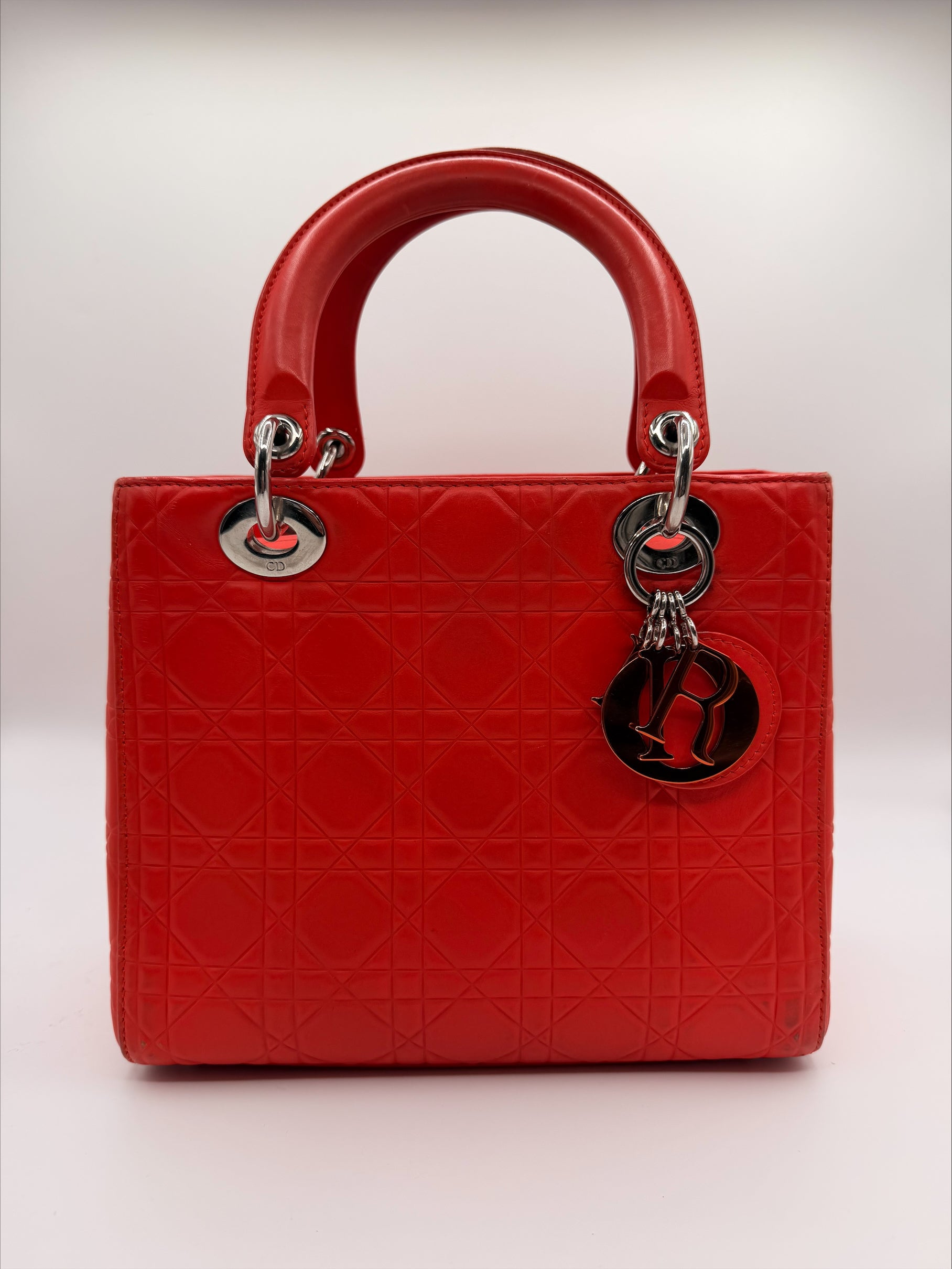 Christian Dior Lady Dior Medium Bag - Red Cannage Lambskin