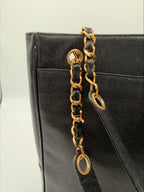 Vintage Chanel Caviar Leather Shoulder Tote – Black with Gold Hardware