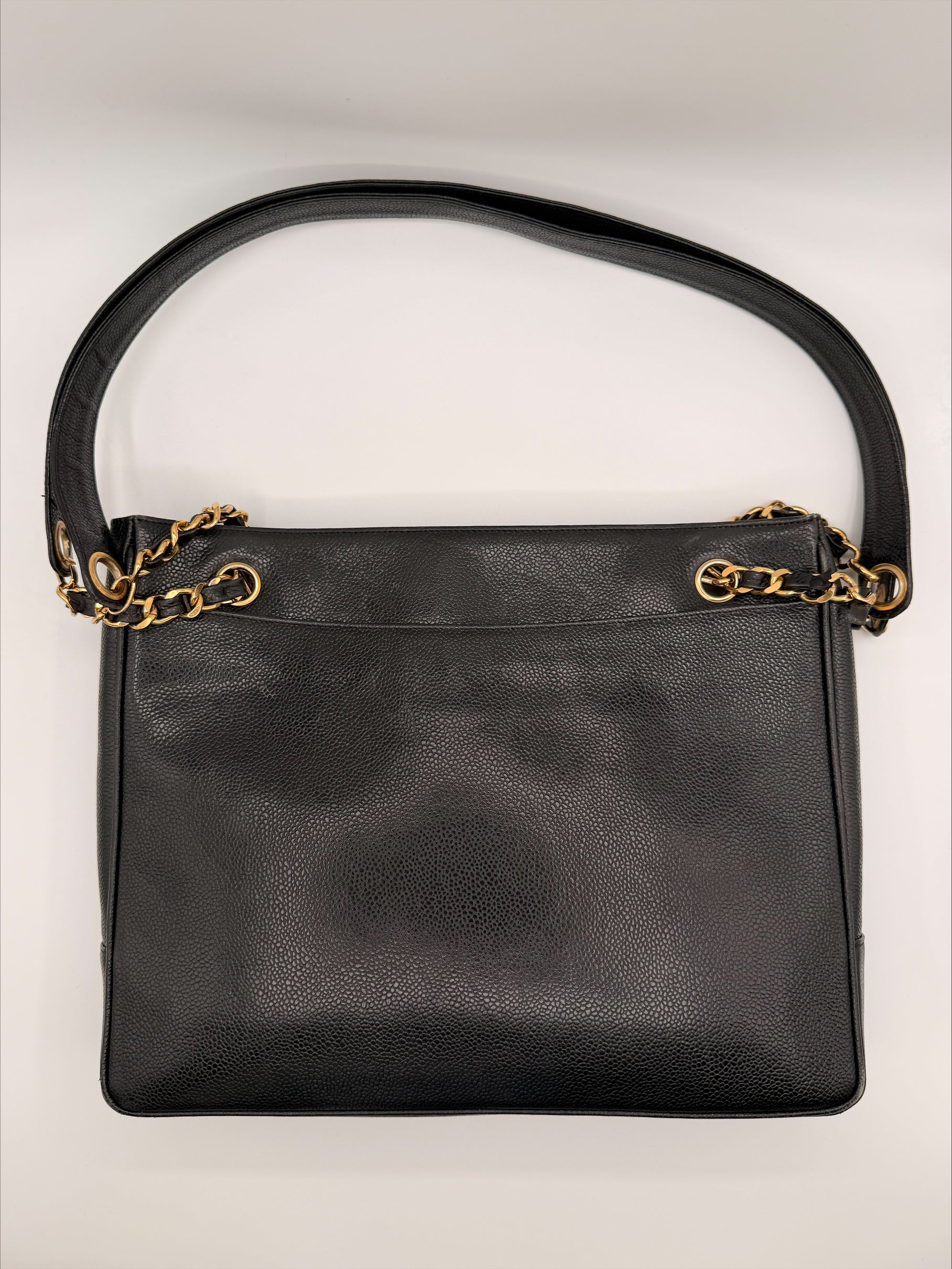 Vintage Chanel Caviar Leather Shoulder Tote – Black with Gold Hardware
